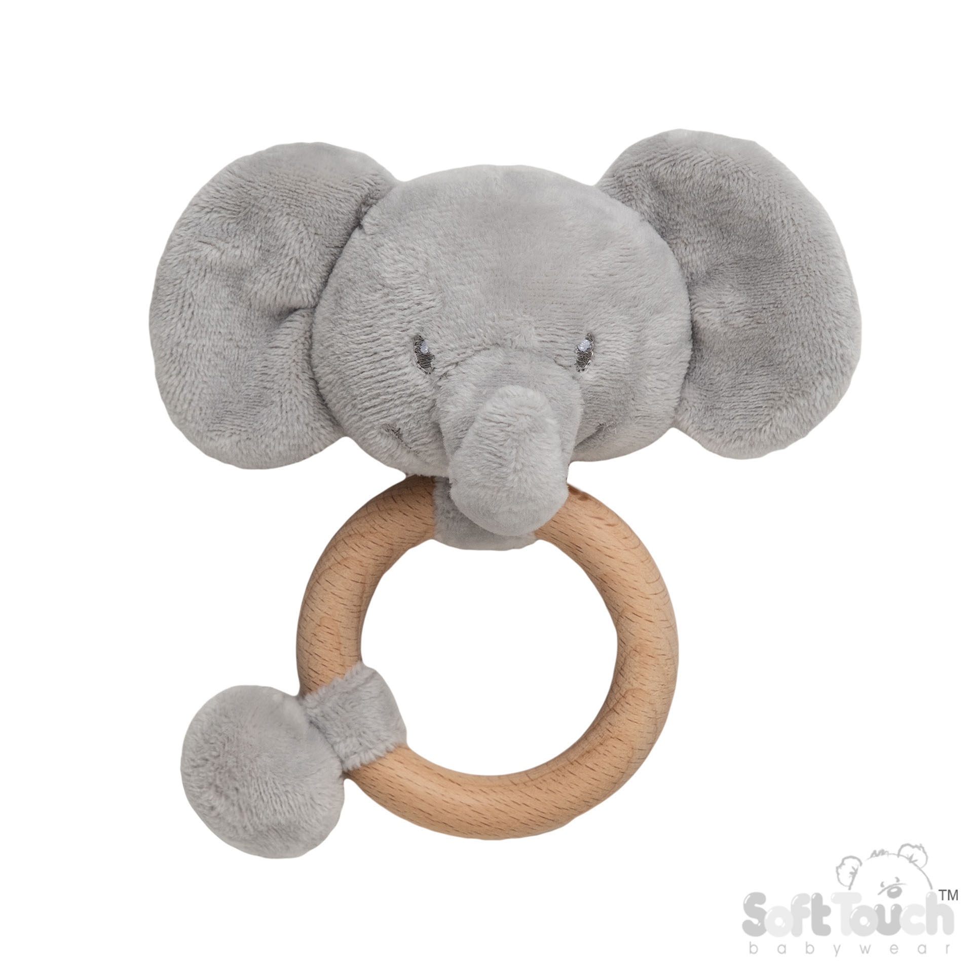 Grey Eco Recycled  Elephant Rattle Toy No. ERT66-G