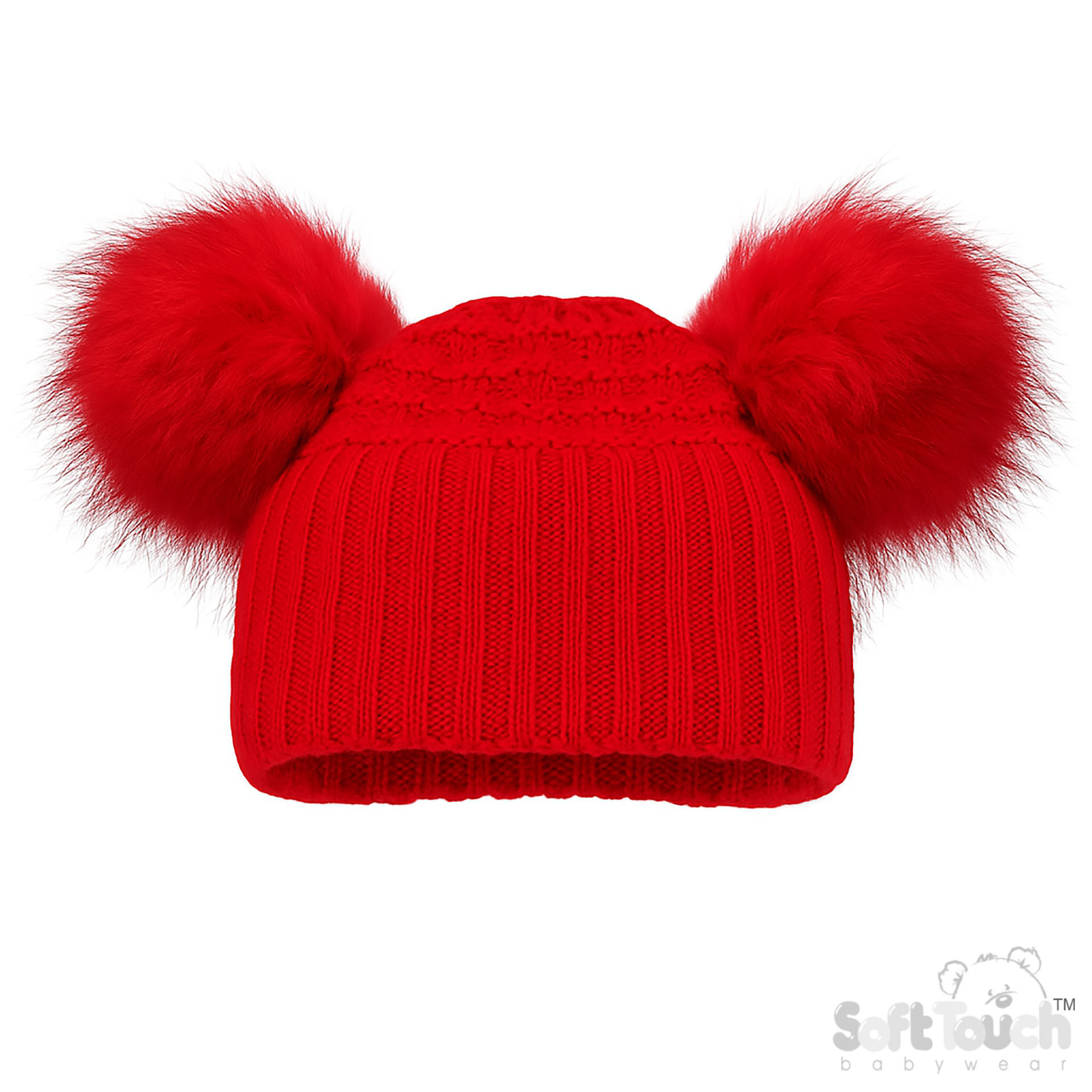 Deluxe Red Checked/Striped Hat w/Pom Poms No. H670-R