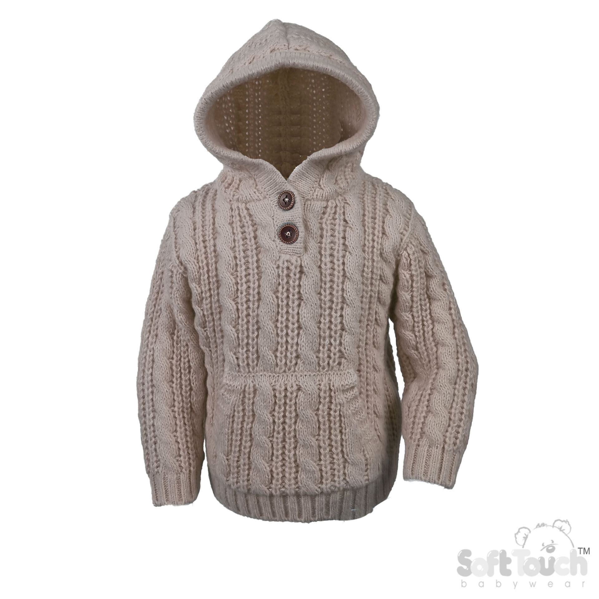 Biscuit Cable Knit Hoodie with Pocket : HD16-BI