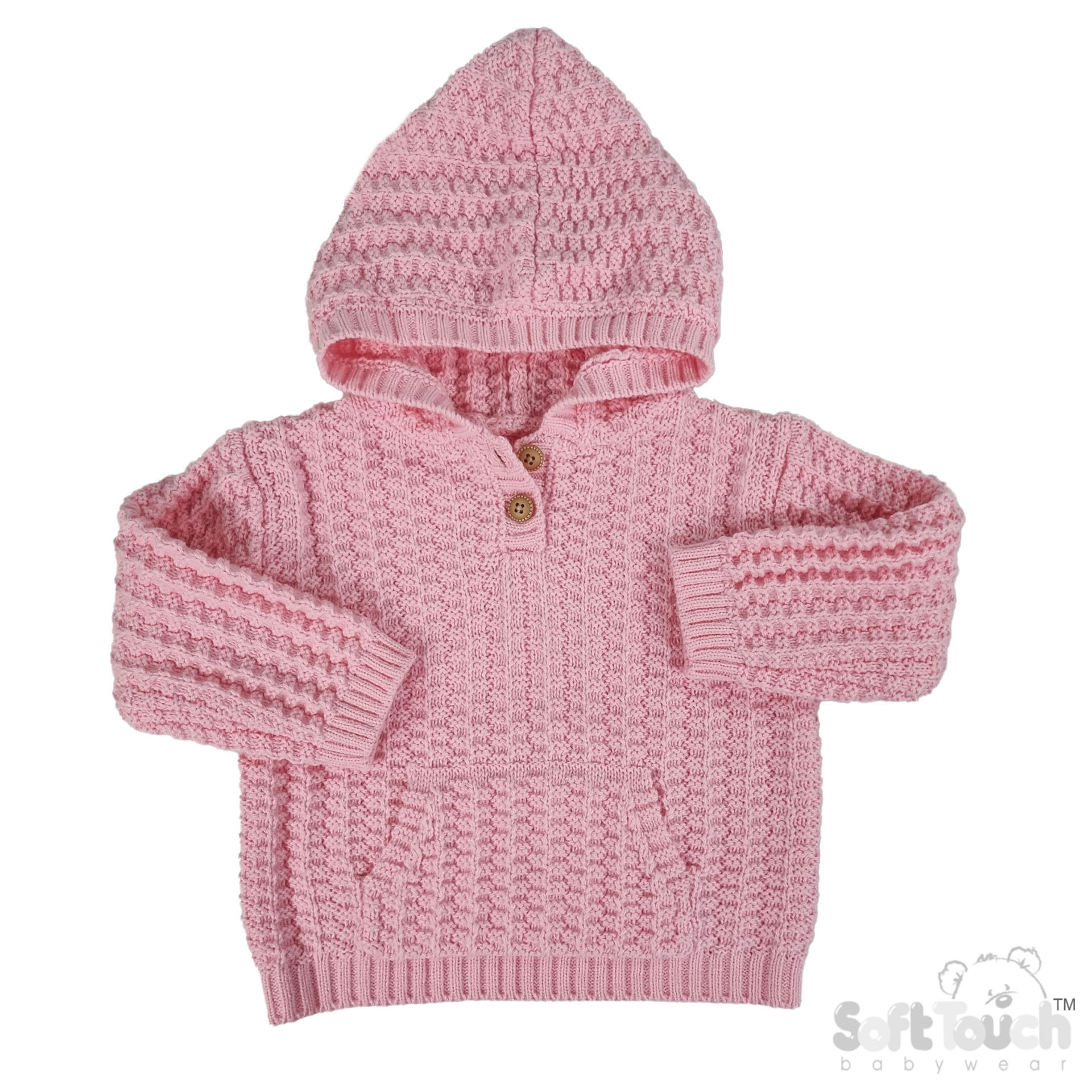 Pink Cable Knit Hoodie with Pocket : HD18-P