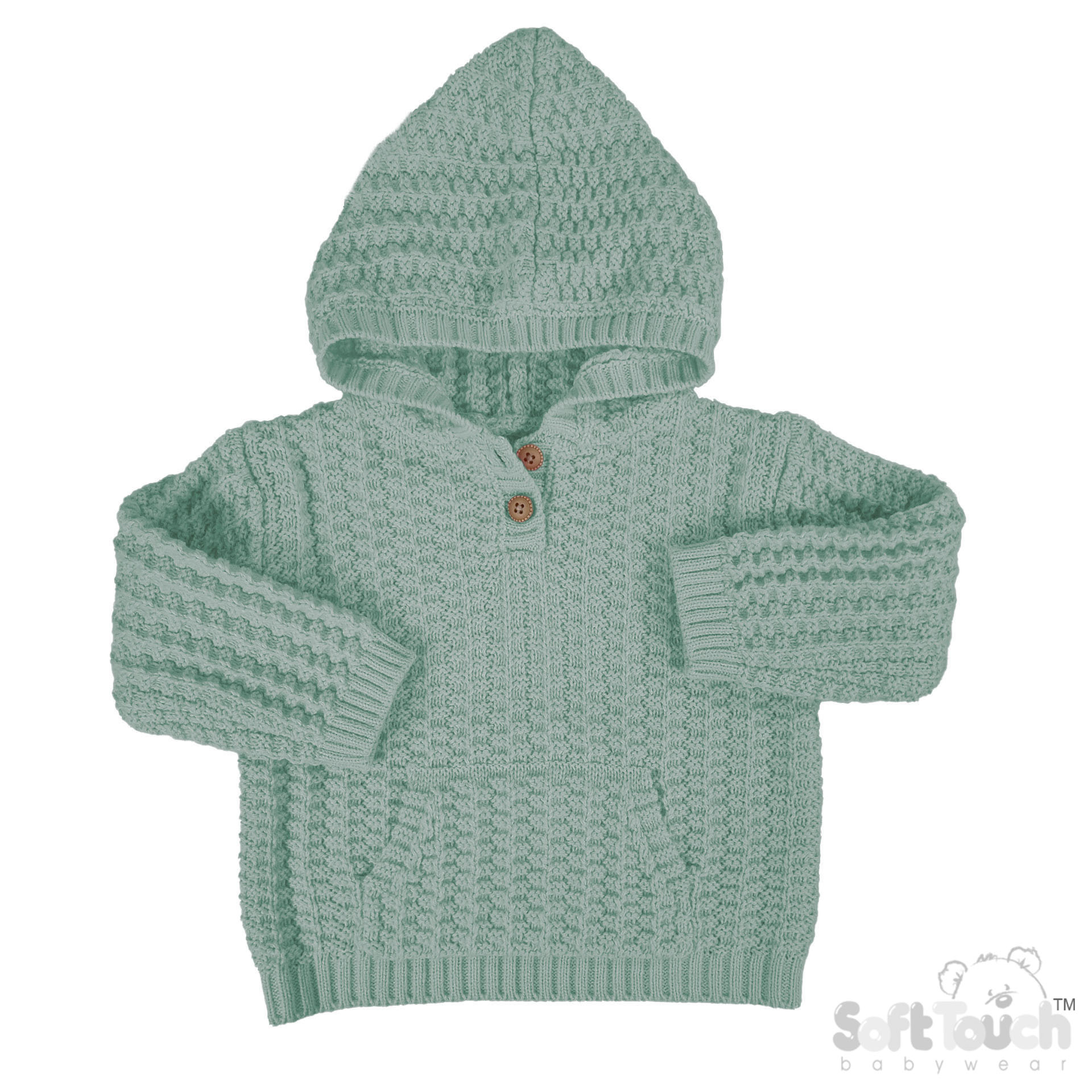 Sage Green Cable Knit Hoodie with Pocket : HD18-SG