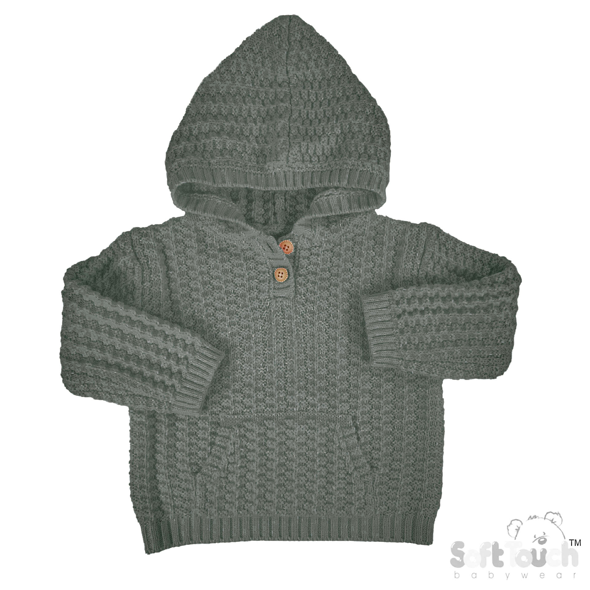 Sage Green Cable Knit Hoodie with Pocket : HD18-SG