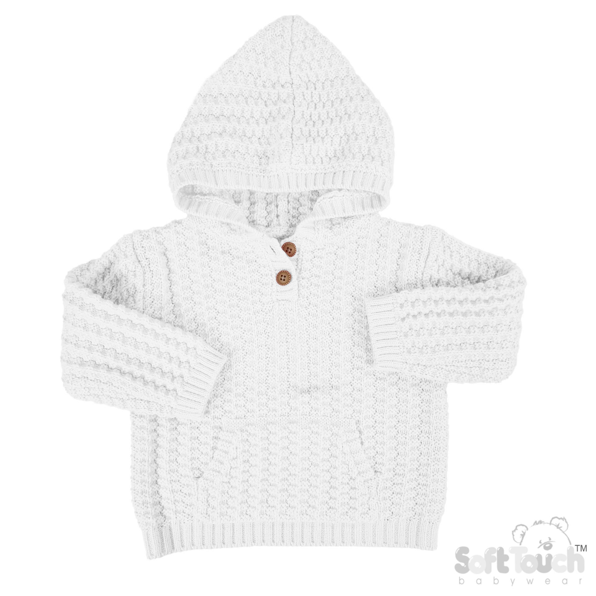 White Cable Knit Hoodie with Pocket : HD18-W